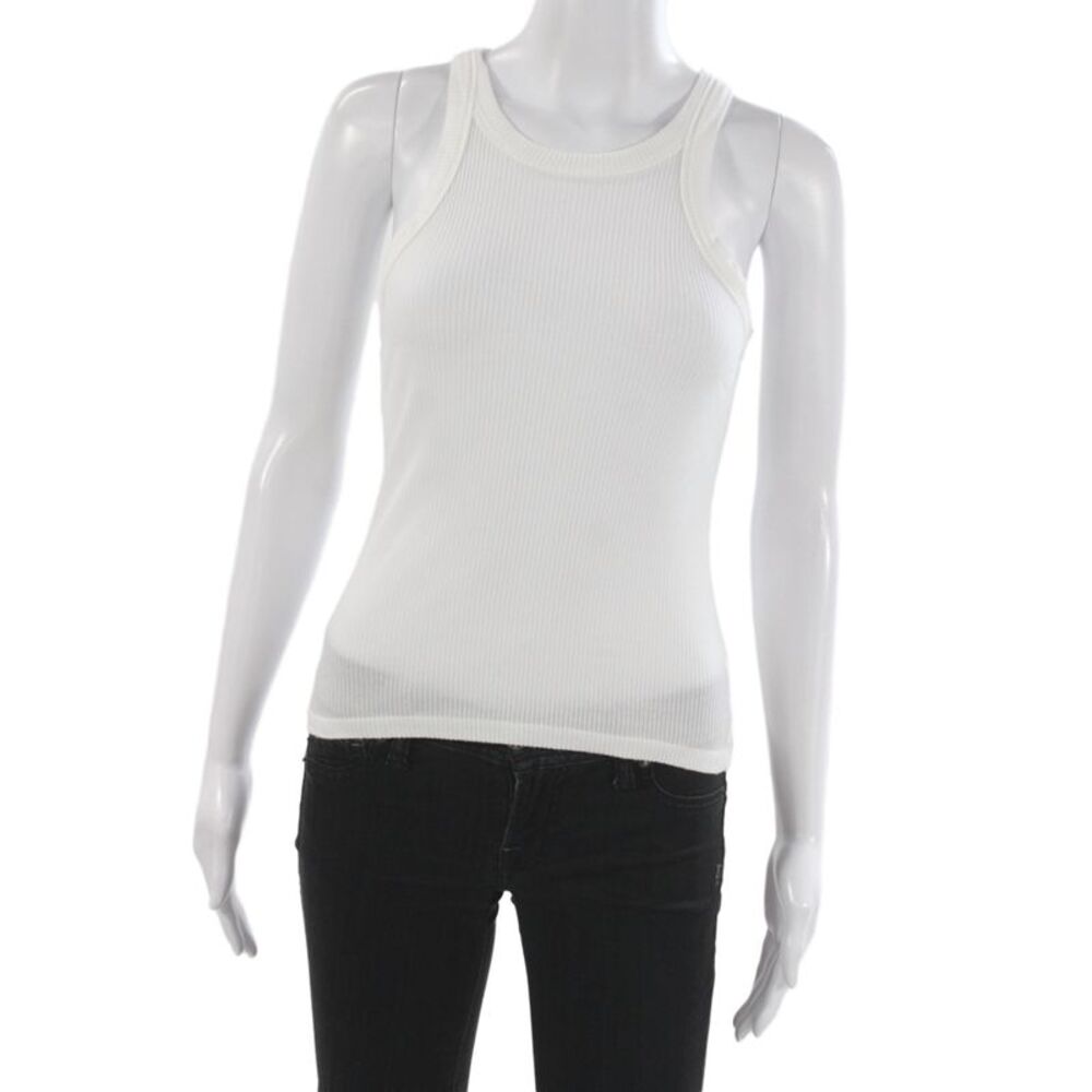 Wesley Womens Tencel Blend Sleeveless Basic Tank Round Neck White Size M